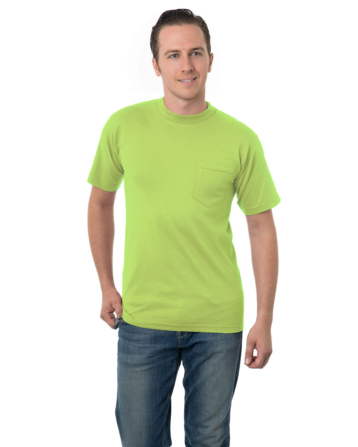 Unisex Cotton Pocket T-Shirt - Lime Green