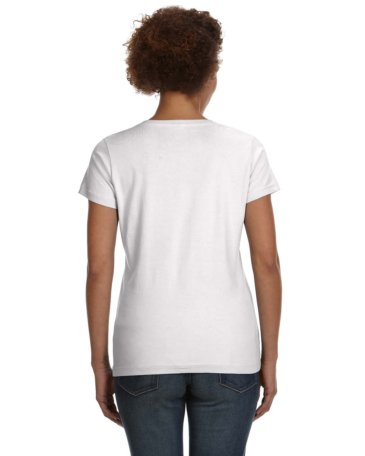 Women's V-Neck Fine Jersey T-Shirt - White