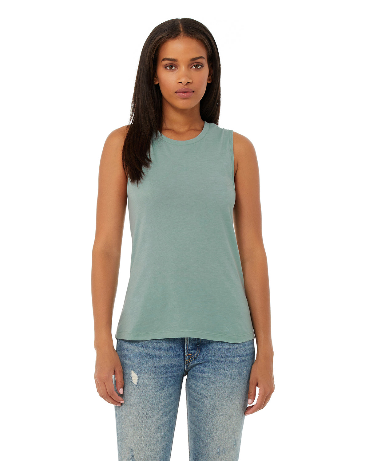 Women's Jersey Muscle Tank - Heather Dusty Blue
