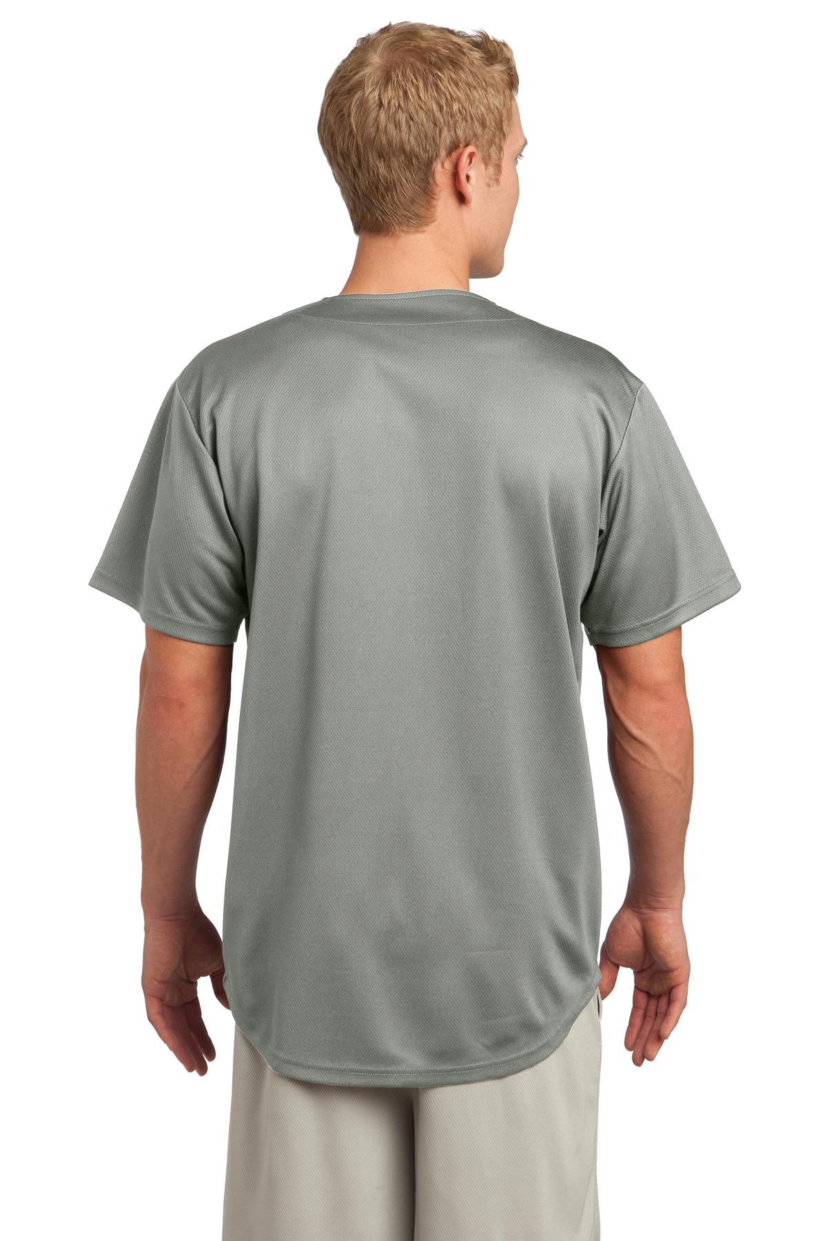 Unisex PosiCharge Tough Mesh Full-Button Jersey - Silver