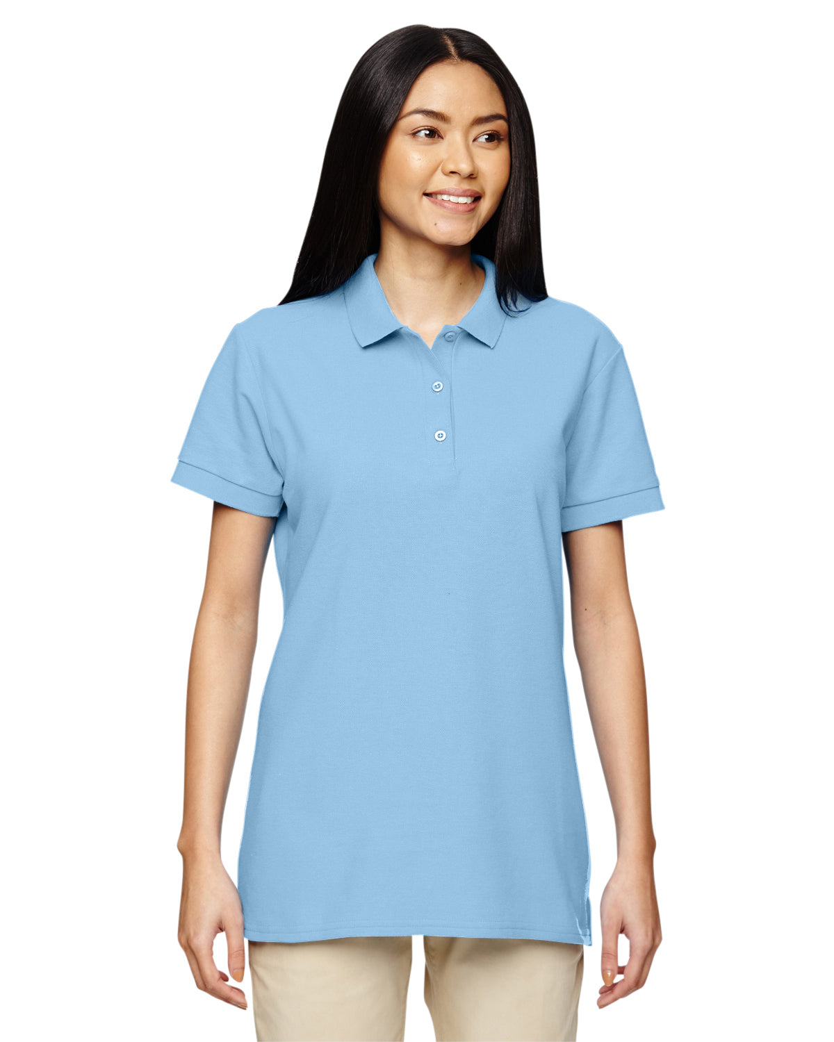 Women's Premium Cotton® Women's Double Piqué Polo - Light Blue