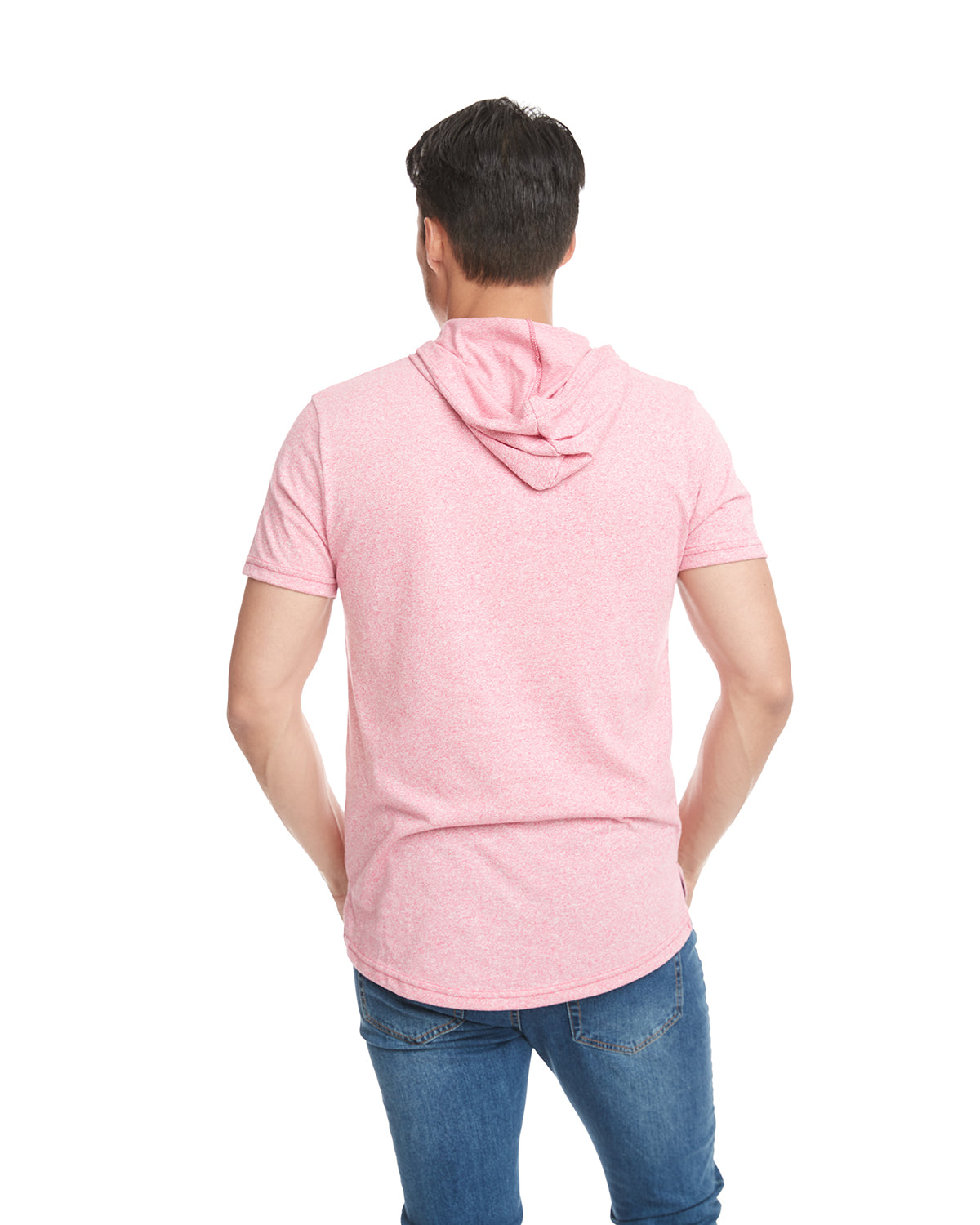 Unisex Mock Twist Short Sleeve Hoody T-Shirt - Tech Pink