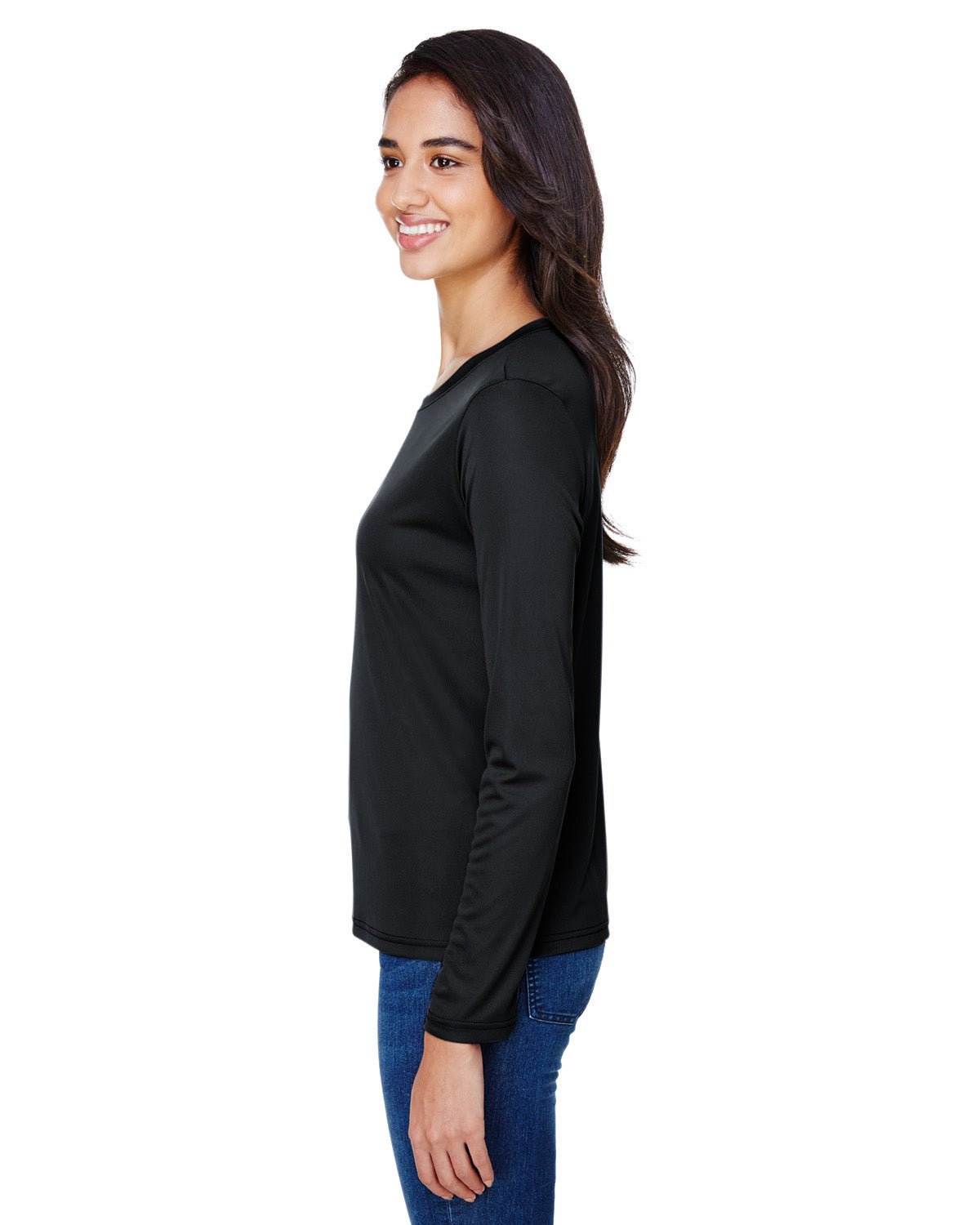 Women's Long Sleeve Cooling Performance Crew Shirt - Black
