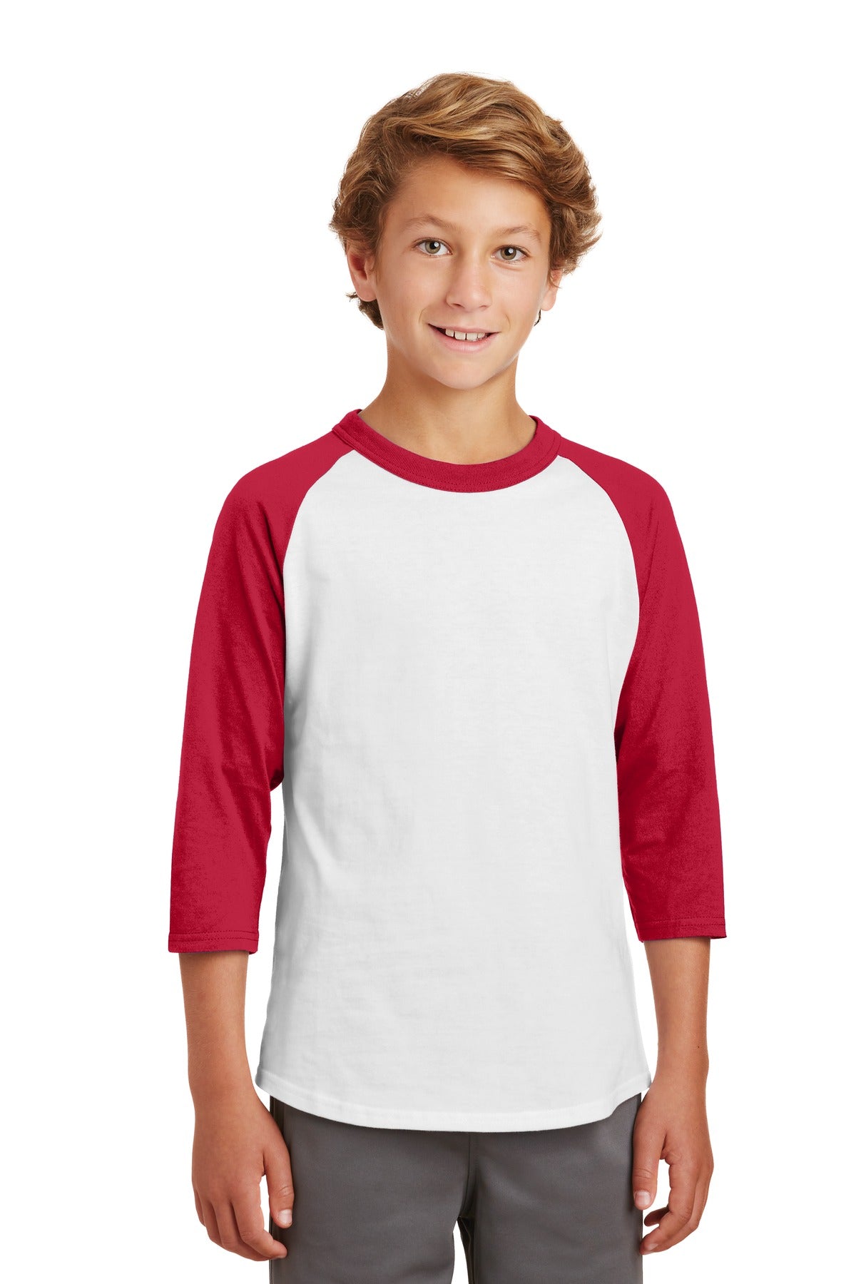 Youth Colorblock Raglan Jersey - White / Red