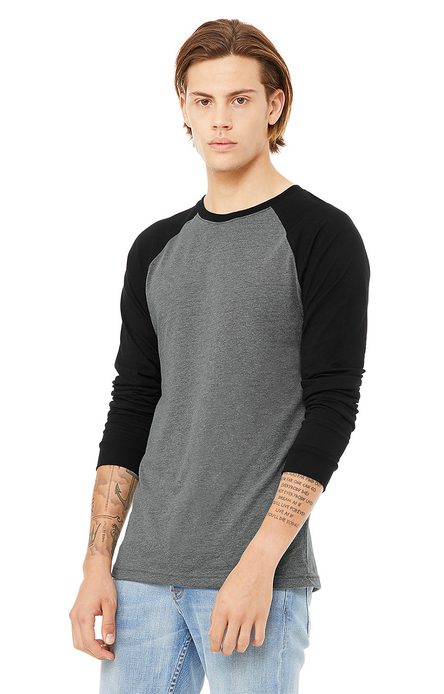 Men's Jersey Long-Sleeve Baseball T-Shirt - Heather Deep / Black