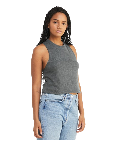 Women's Racerback Cropped Tank - Heather Deep