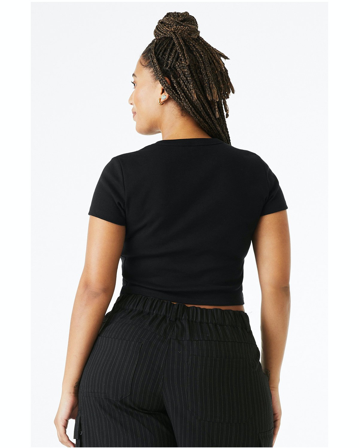 Women's Micro Ribbed Baby Tee - Solid Black Blend