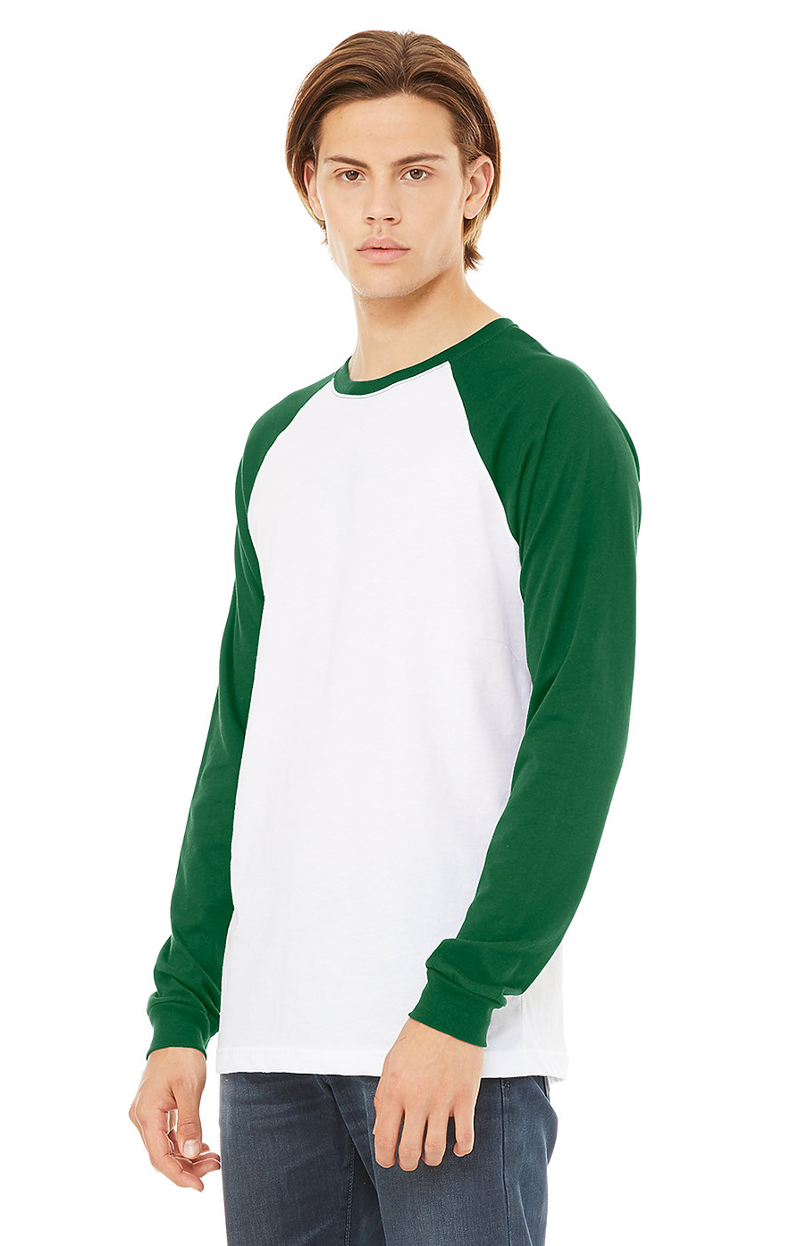 Men's Jersey Long-Sleeve Baseball T-Shirt - White / Kelly
