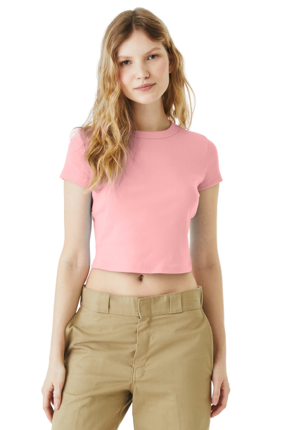 Women's Micro Ribbed Baby Tee - Solid Pink Blend