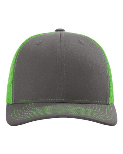 Richardson 112 Charcoal/ Neon Green — front