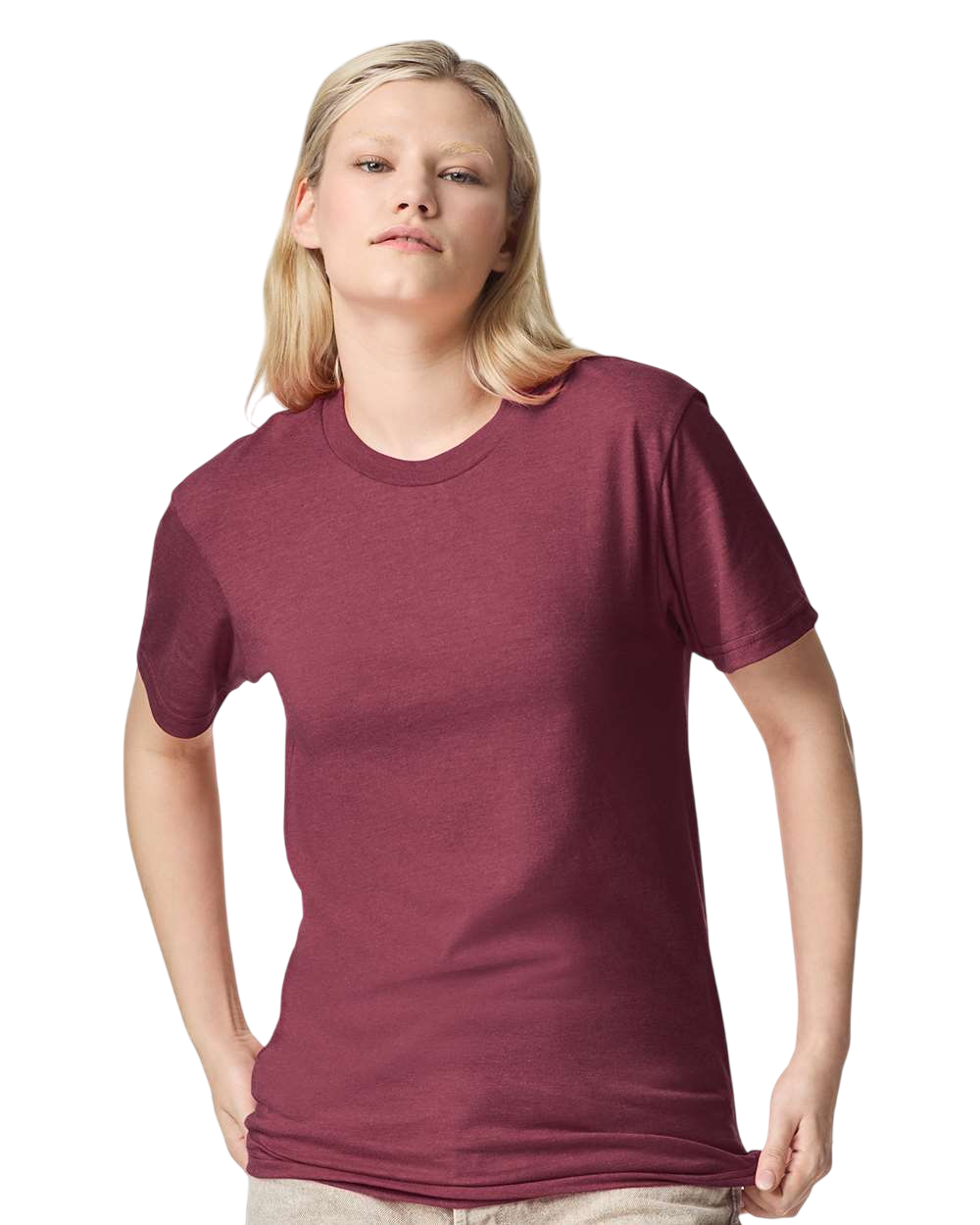 Unisex CVC T-Shirt - Heather Cranberry