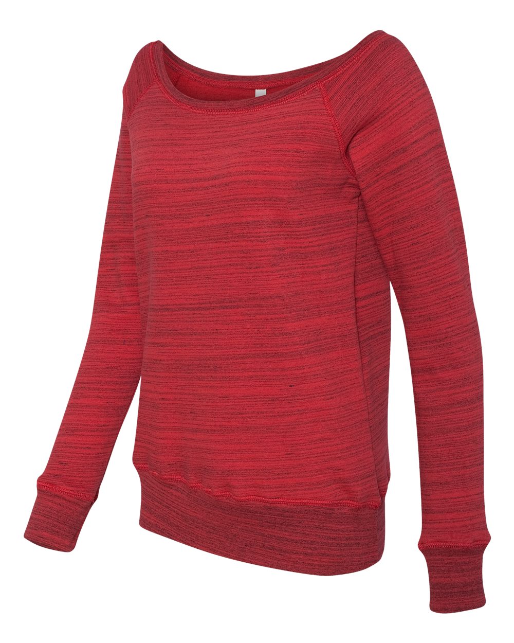Women's Sponge Fleece Wide Neck Sweatshirt - Red Marble Fleece
