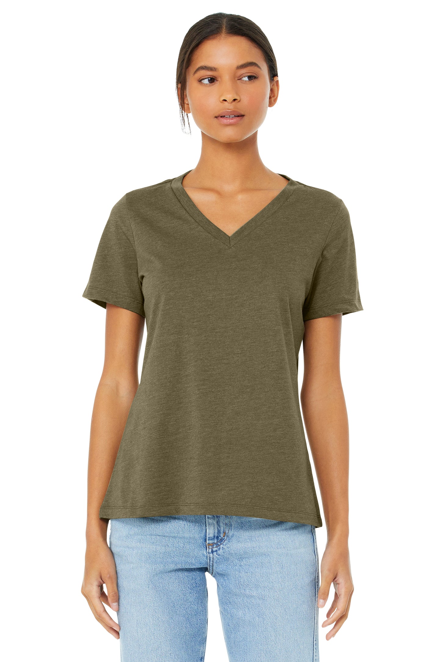 Women's Relaxed Jersey V-Neck T-Shirt - Heather Olive