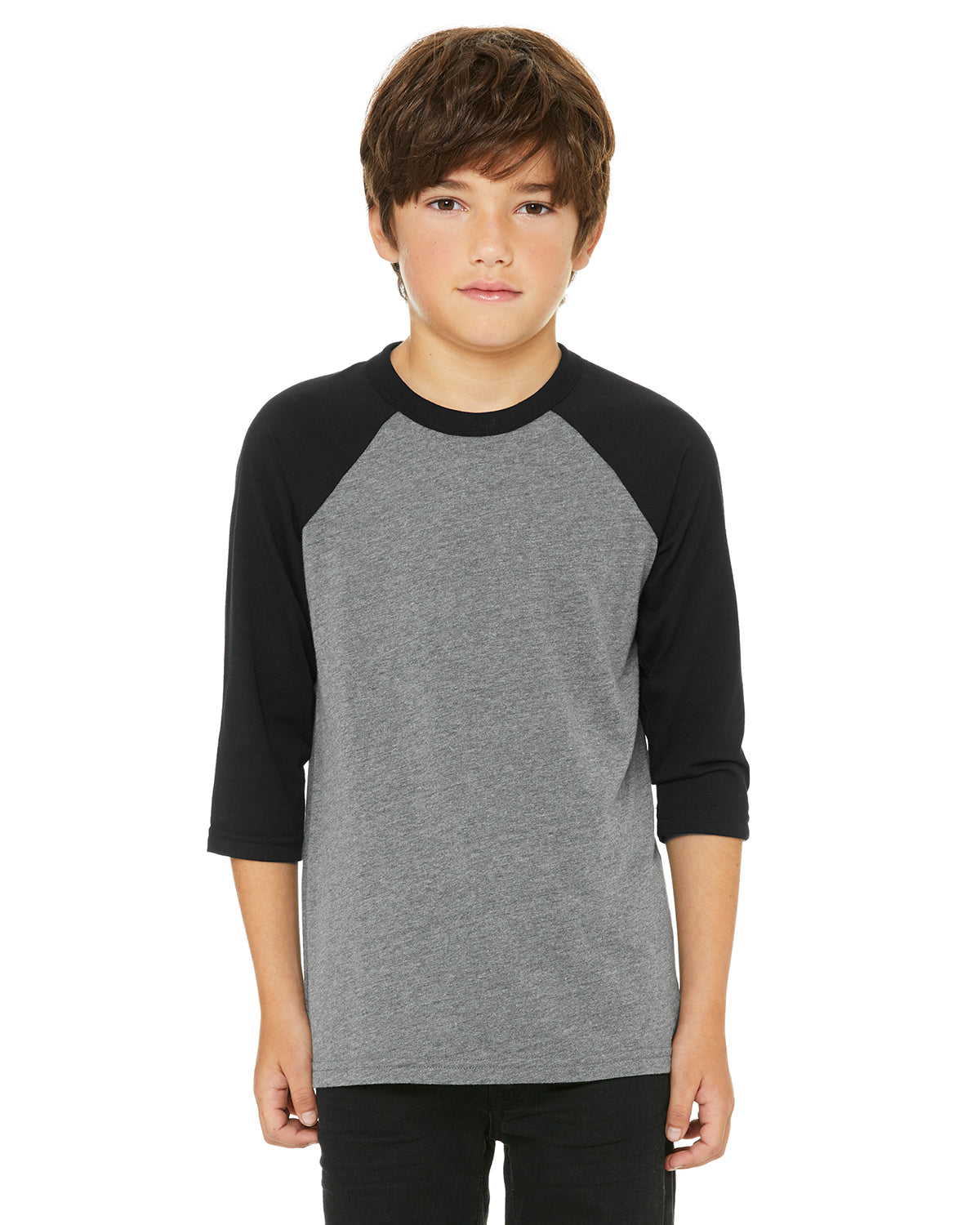 Youth 3/4-Sleeve Baseball T-Shirt - Heather Deep / Black