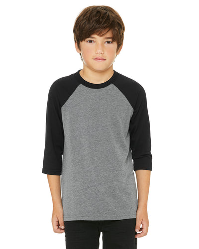 Youth 3/4-Sleeve Baseball T-Shirt - Heather Deep / Black