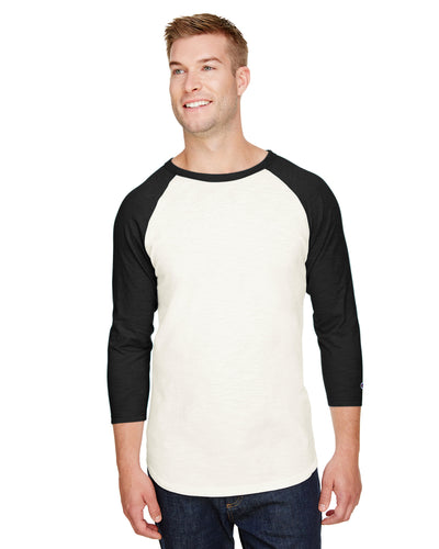 Unisex Ringspun Slub Baseball T-Shirt - Chalk White / Black