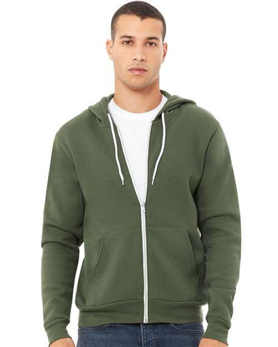 BELLA + CANVAS 3739 Military Green — on model front
