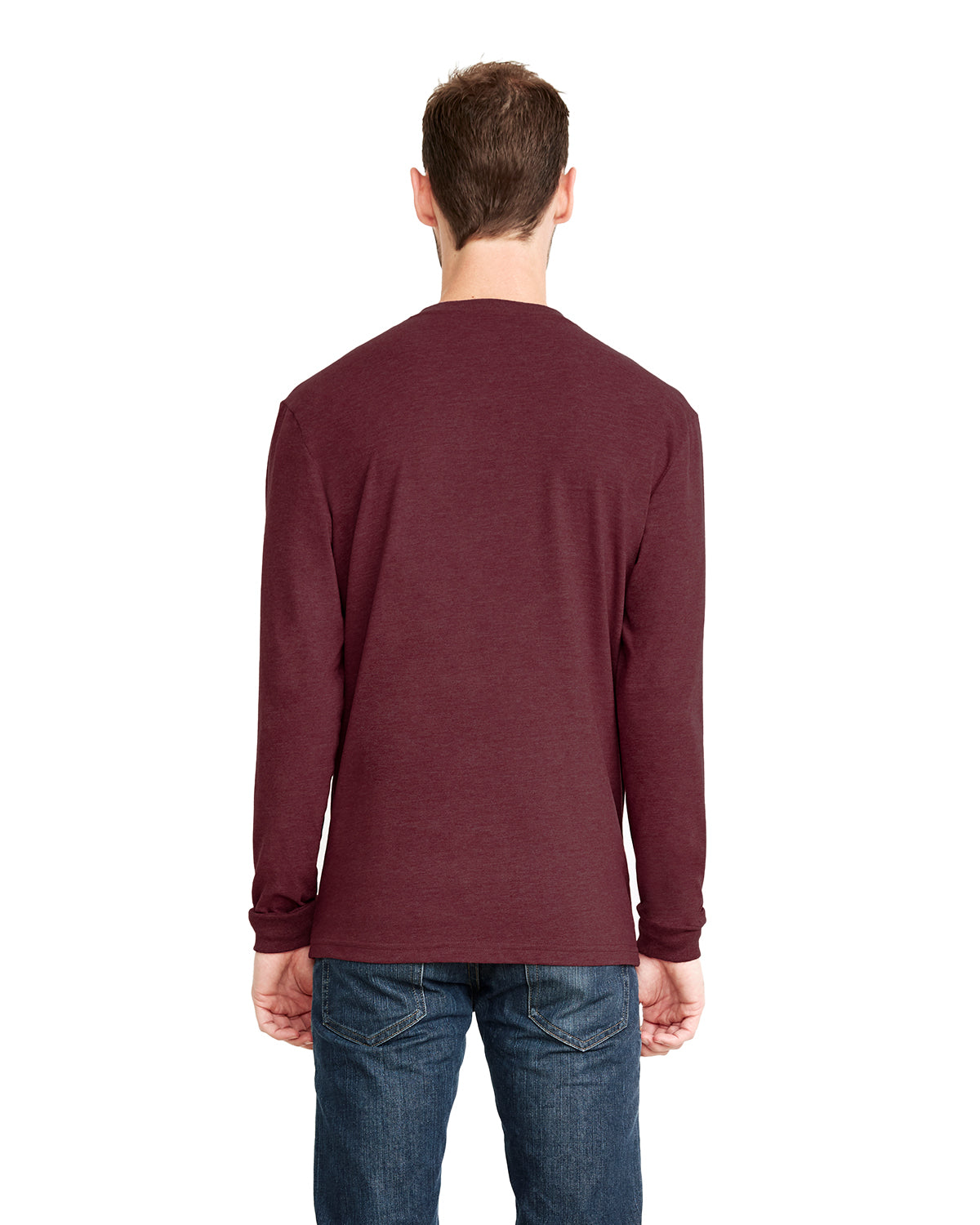Unisex Sueded Long-Sleeve Crew - Heather Maroon