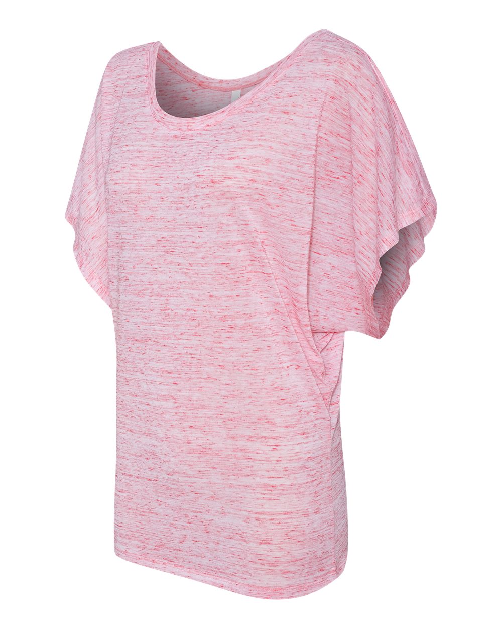 Women's Flowy Draped Sleeve Dolman T-Shirt - Red Marble