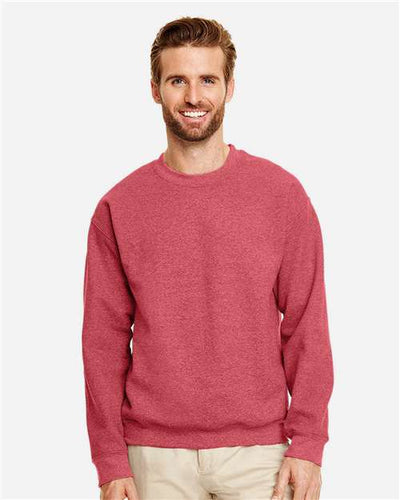 Gildan 18000 Heather Scarlet Red — on model front