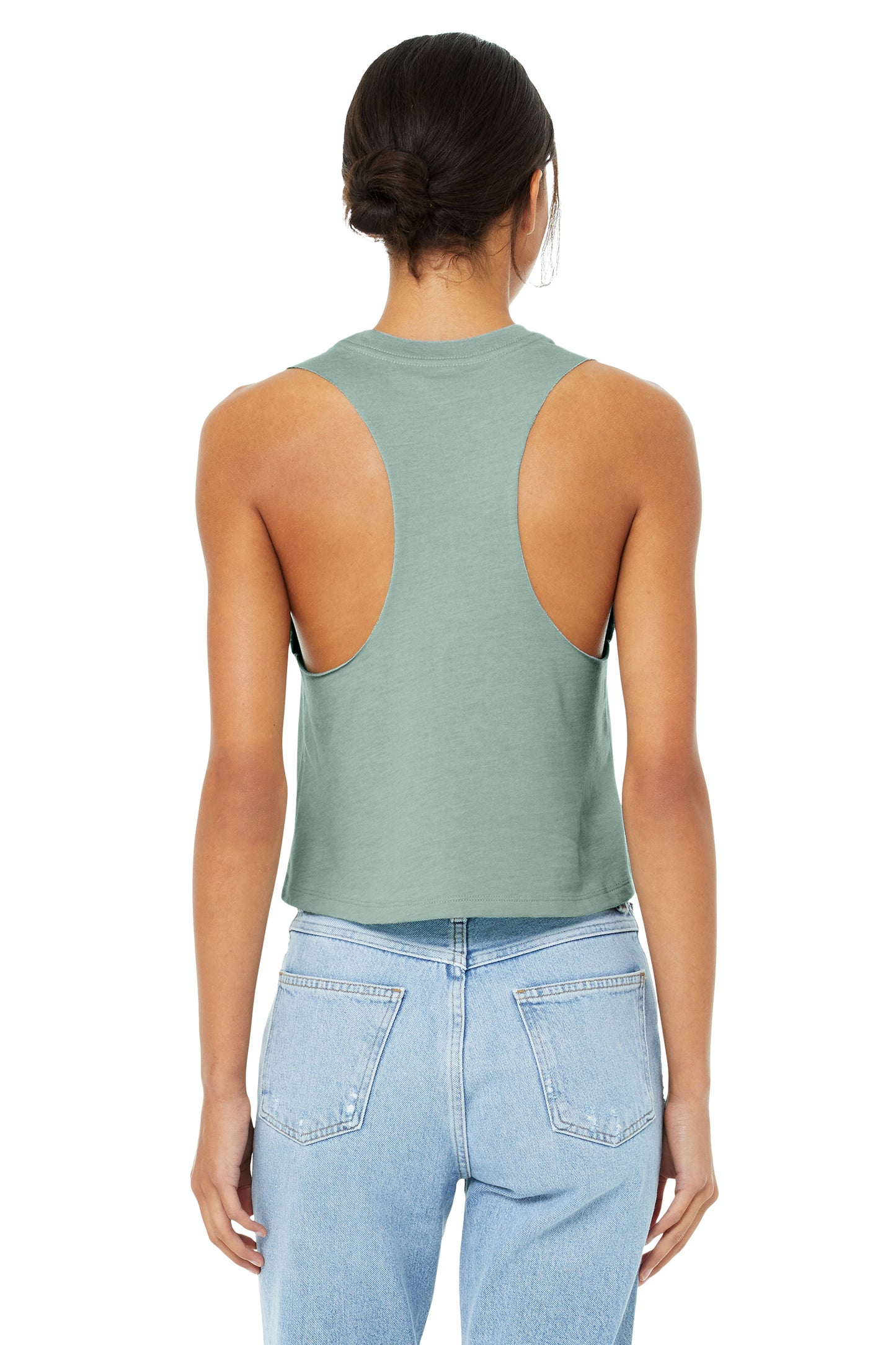 Women's Racerback Cropped Tank - Heather Dusty Blue