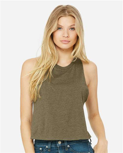 BELLA + CANVAS 6682 Heather Olive — on model front