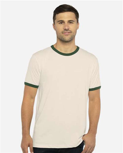 Next Level 3604 Natural/ Forest Green — on model front