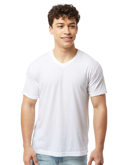 Unisex Poly-Rich V-Neck Tee - White