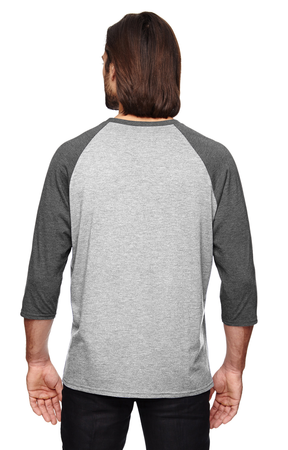 Unisex Triblend 3/4-Sleeve Raglan T-Shirt - Heather Gray / Heather Dark Gray
