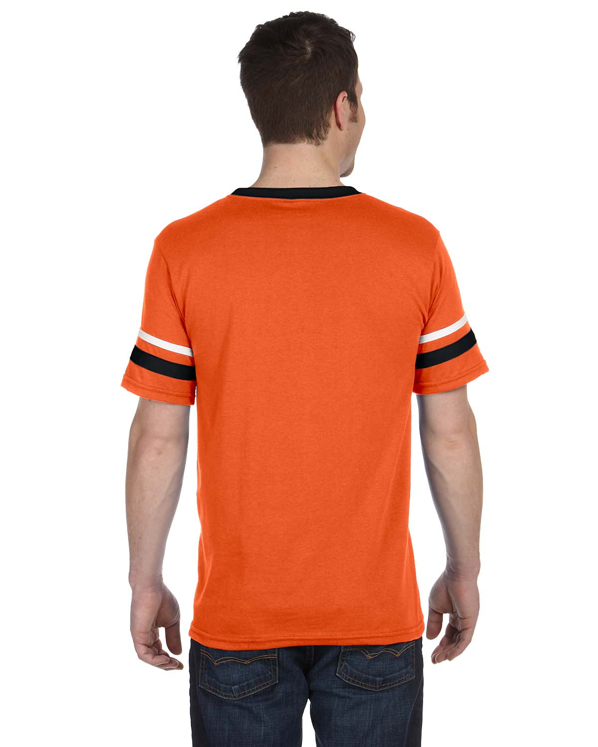 Unisex Sleeve Stripe Jersey - Orange / Black / White