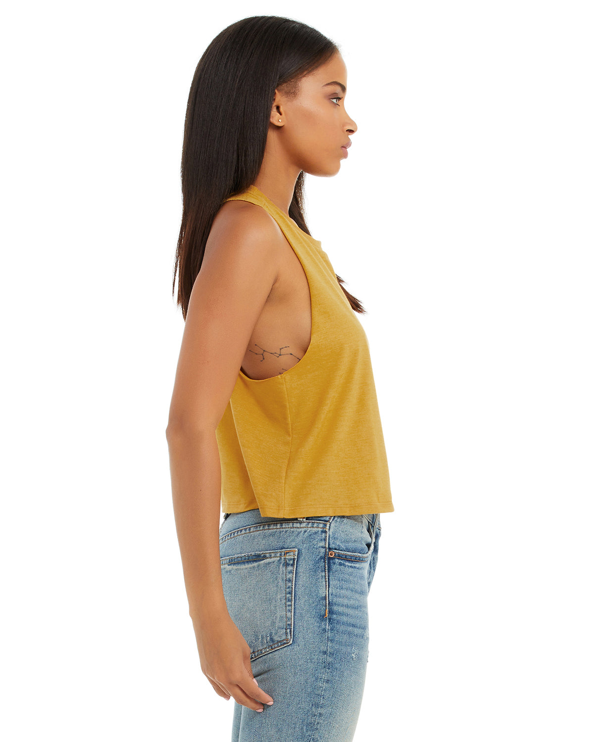 Women's Racerback Cropped Tank - Heather Mustard