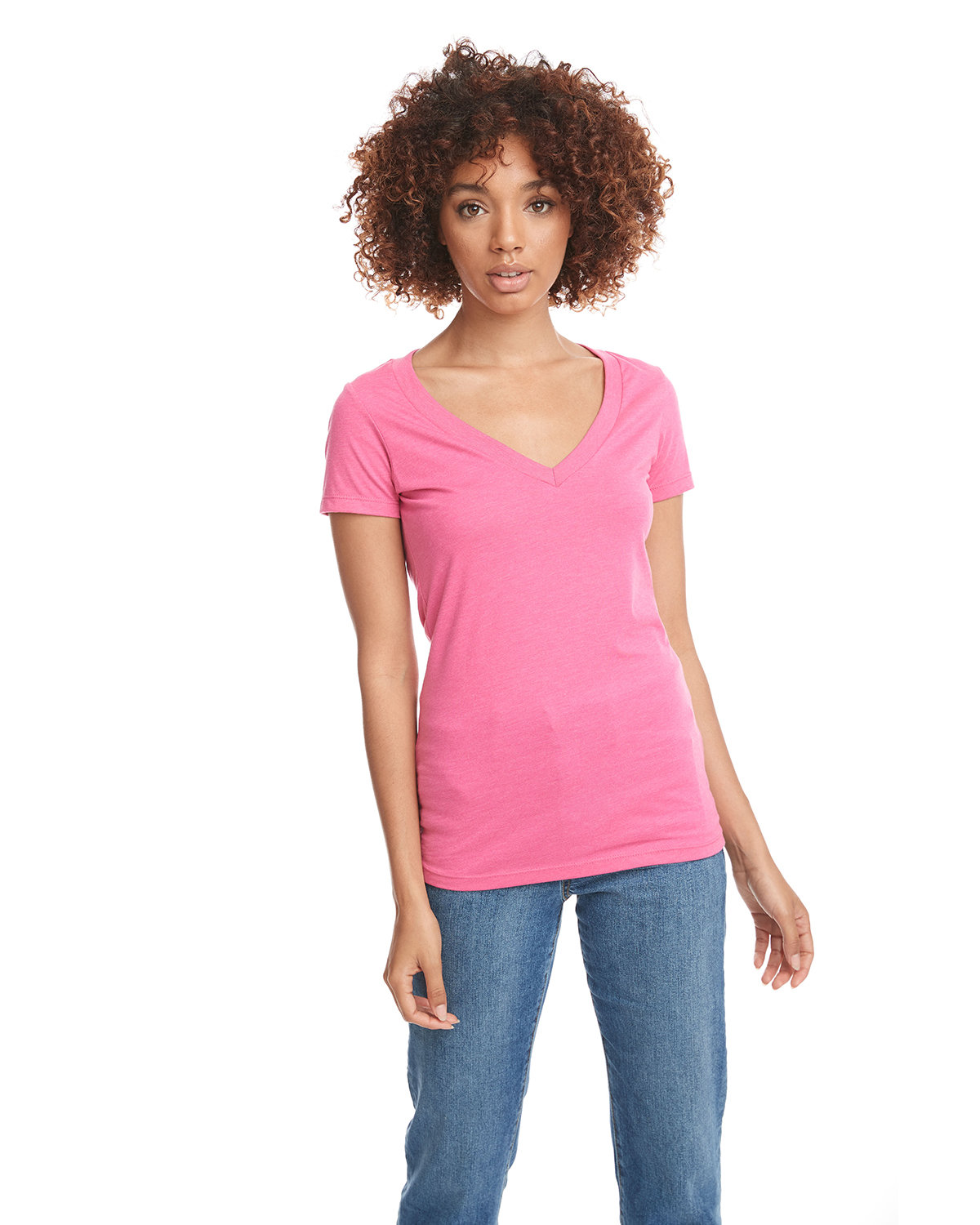 Women's CVC Deep V - Hot Pink