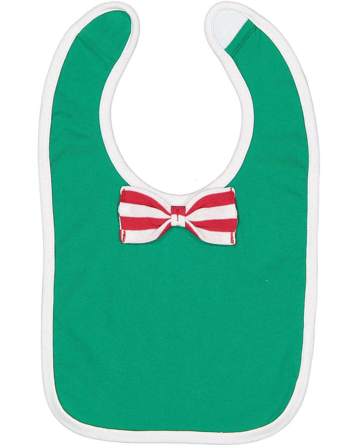 Infant Baby Rib Bow Tie Bib - Kelly / White / Red - White Stripe