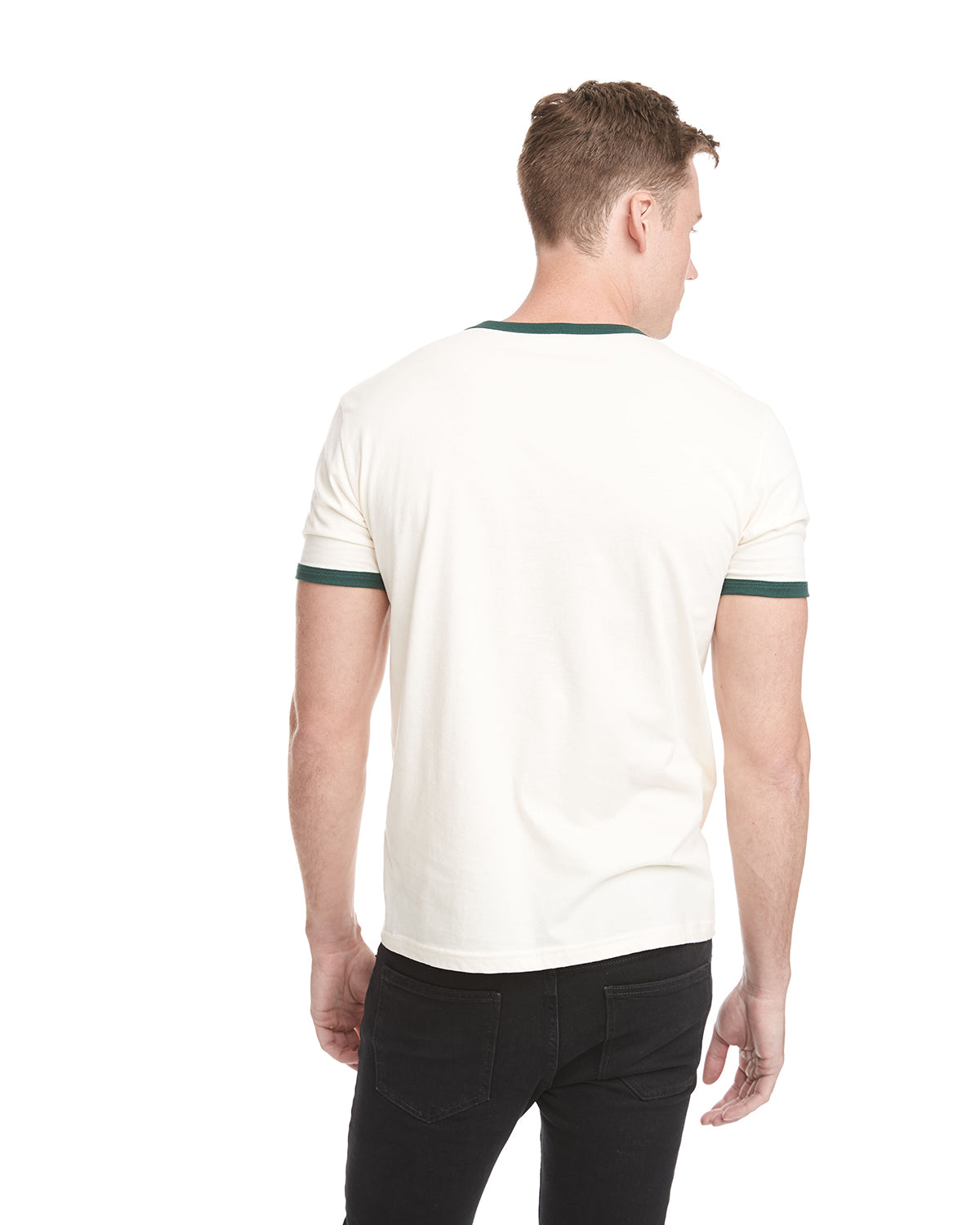Unisex Ringer T-Shirt - Natural / Forest Green
