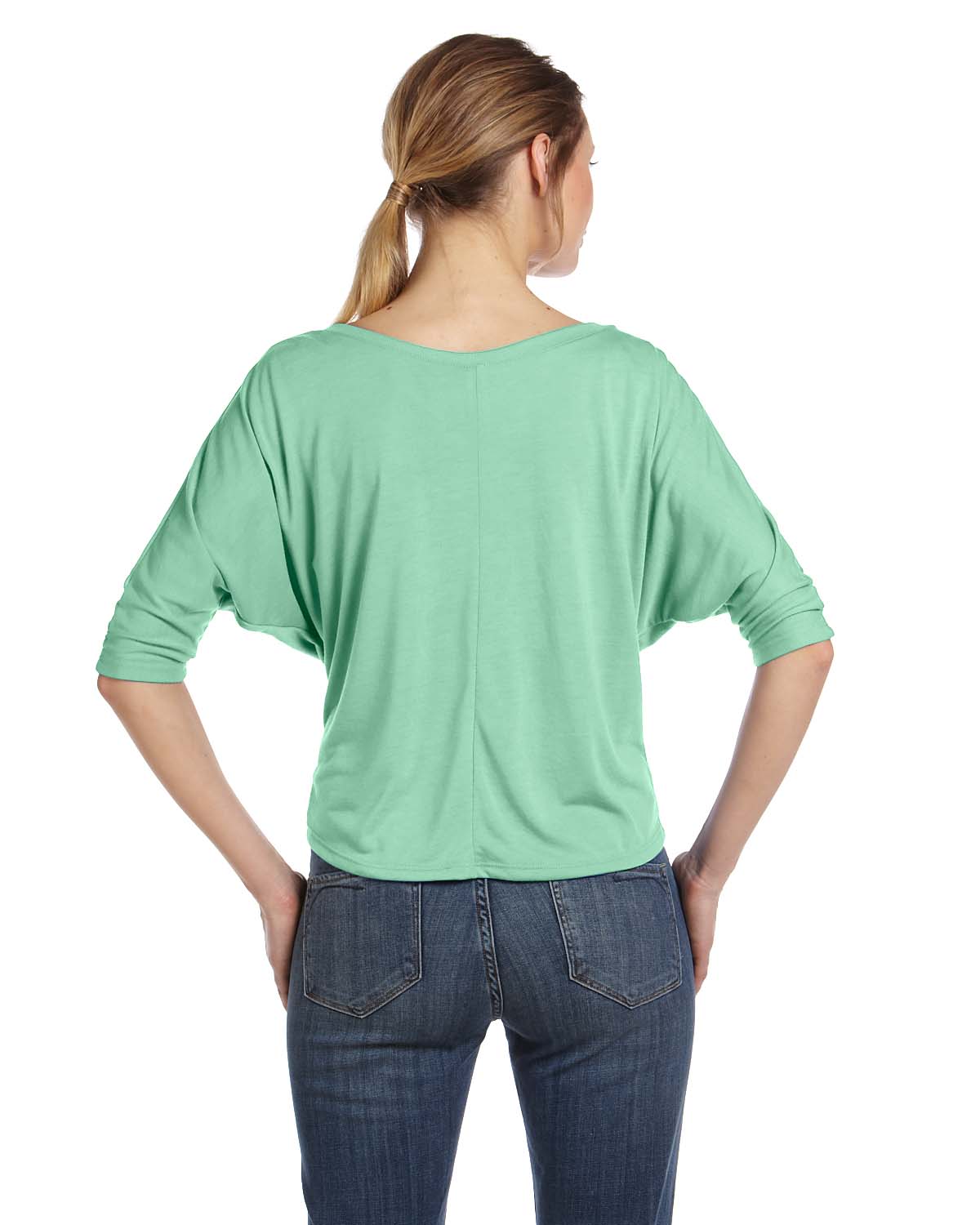 Women's Flowy Boxy Half-Sleeve V-Neck T-Shirt - Mint