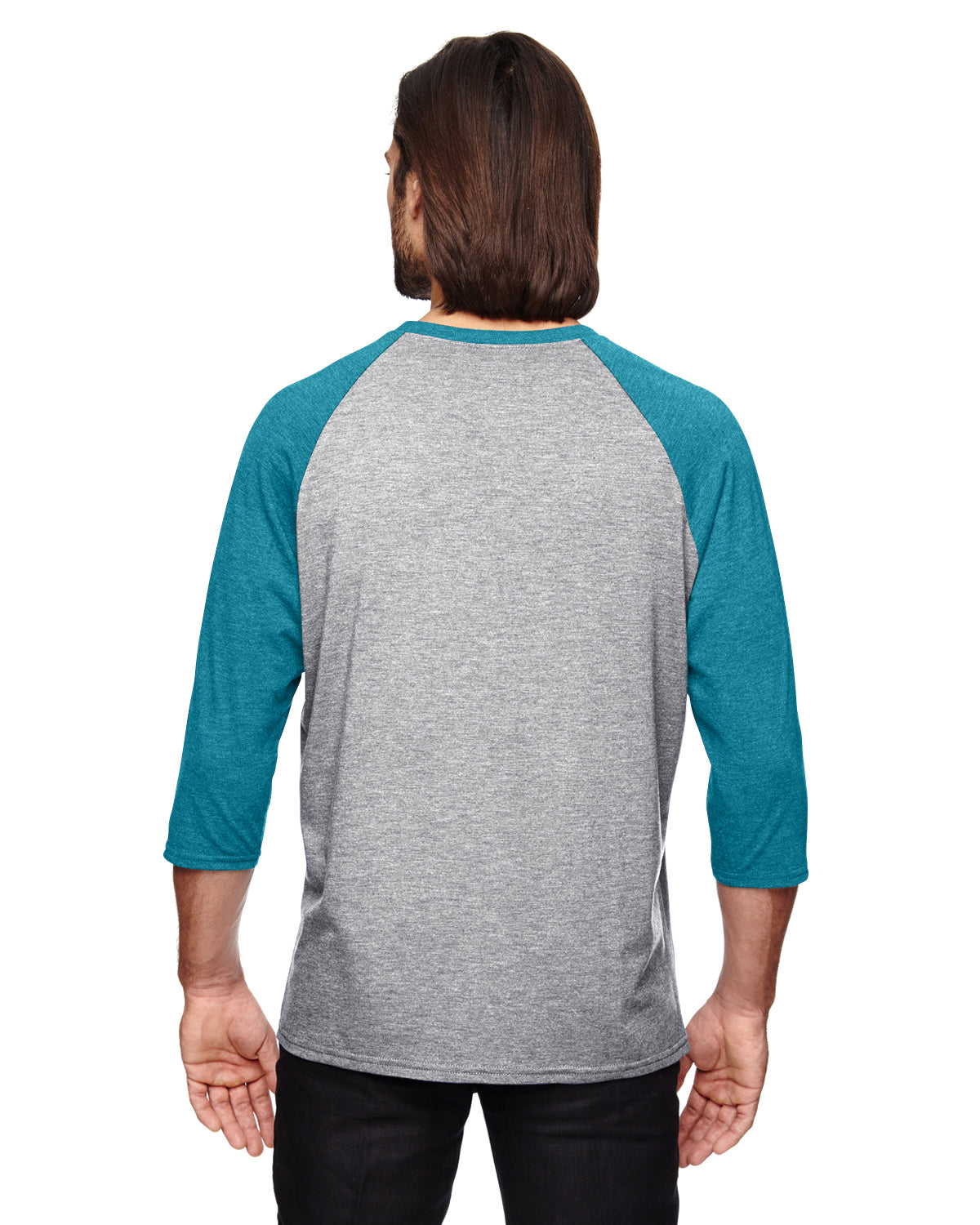 Unisex Triblend 3/4-Sleeve Raglan T-Shirt - Heather Gray / Heather Gblu