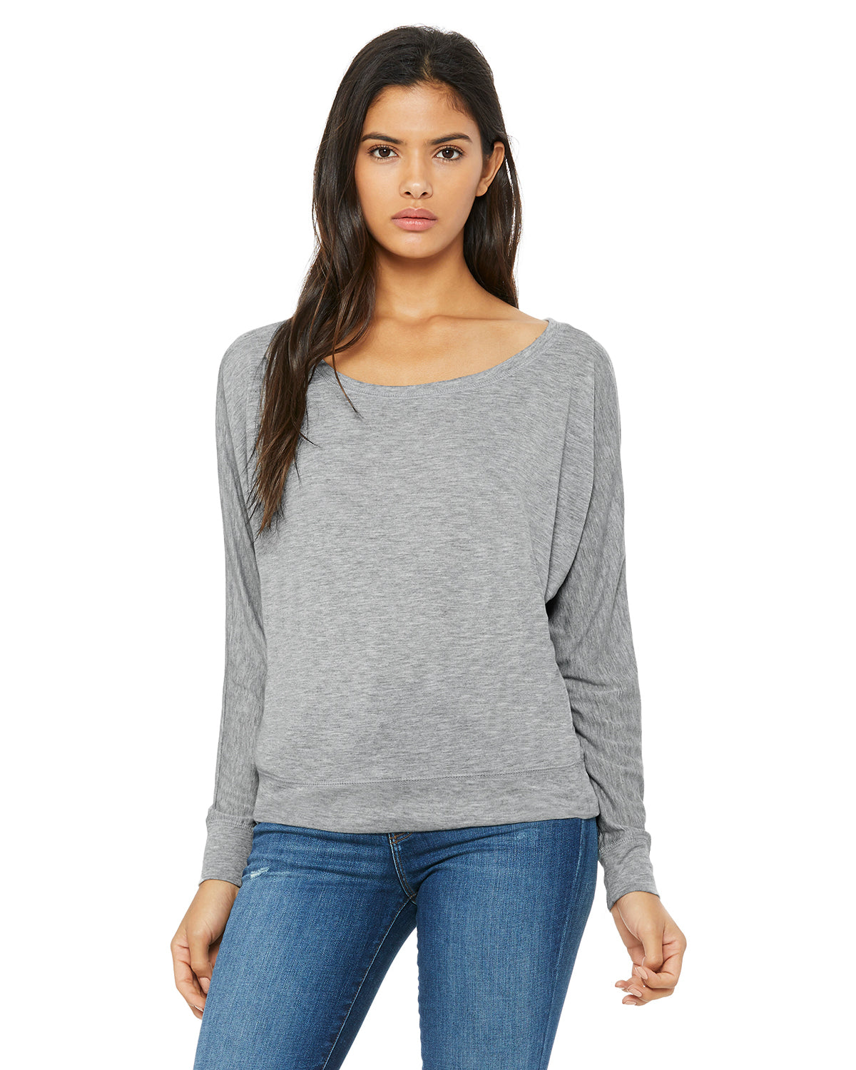 Women's Flowy Long-Sleeve Off Shoulder T-Shirt - Heather Athletic