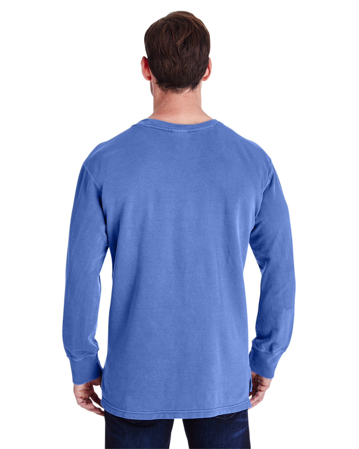 Unisex French Terry Crew With Pocket - Flo Blue