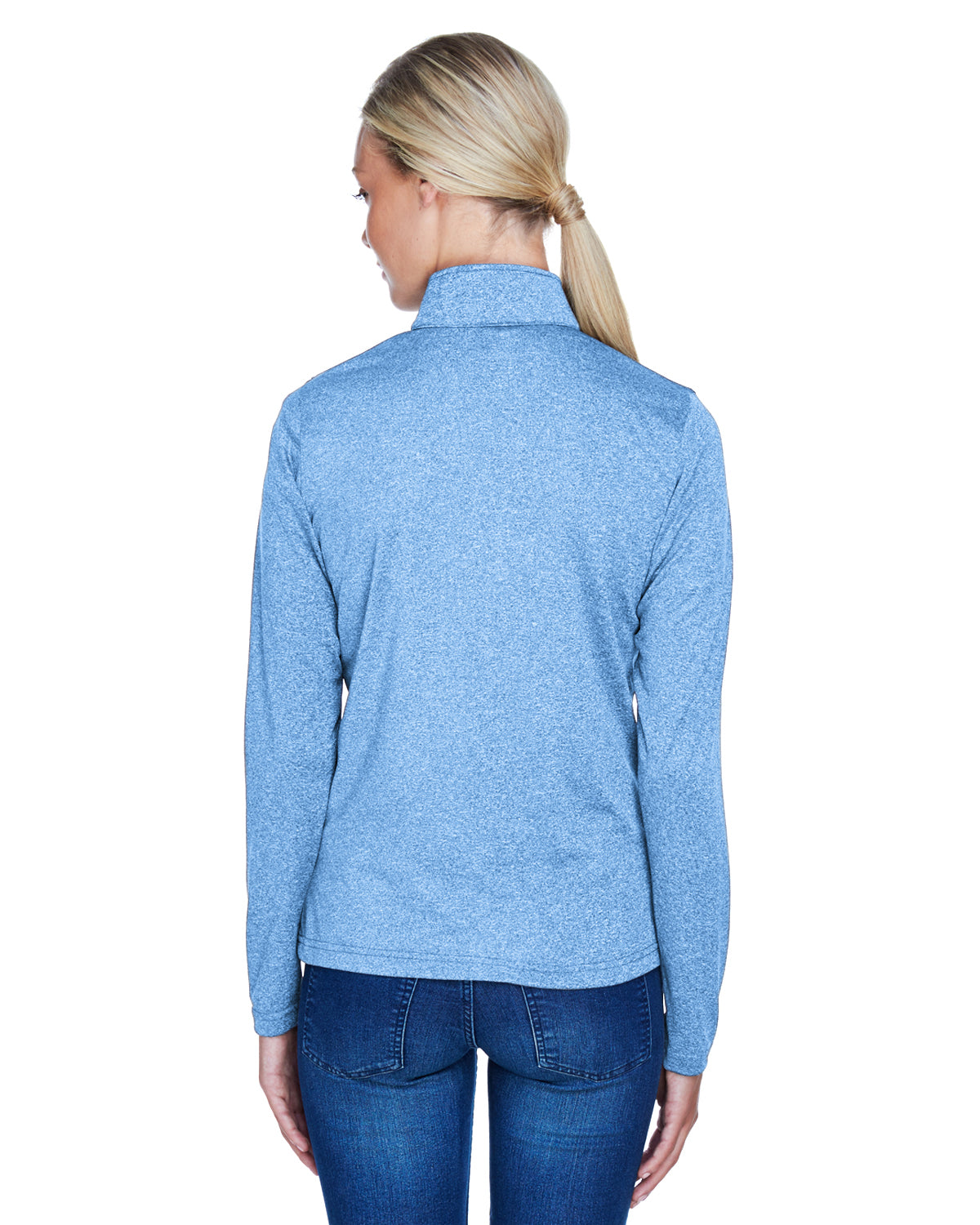 Women's Cool & Dry Heathered Performance Quarter-Zip - Columbia Blue Heather
