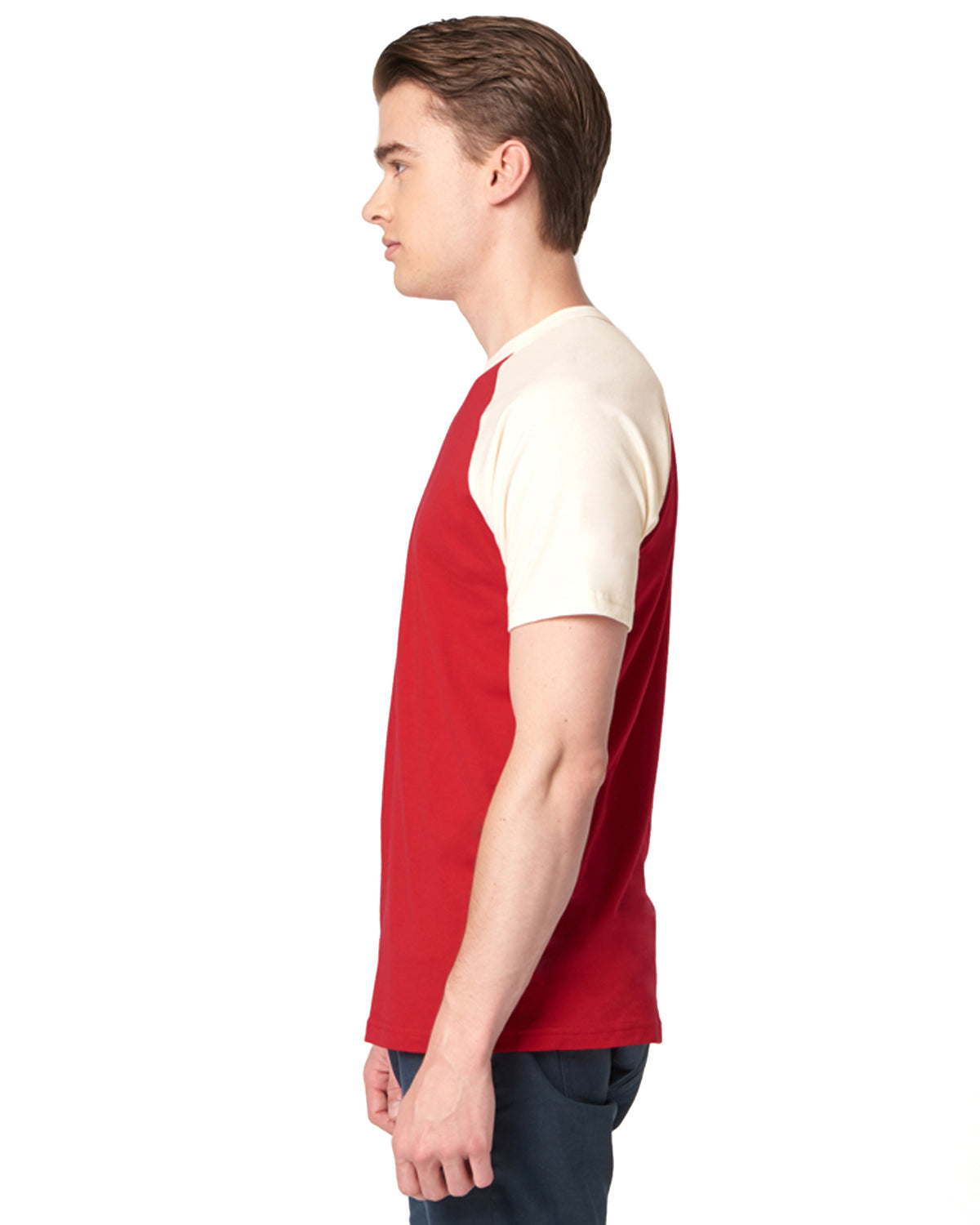 Unisex Raglan Short-Sleeve T-Shirt - Natural / Red