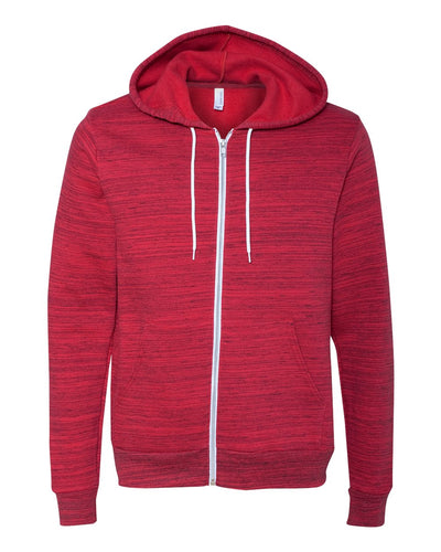 Unisex Poly-Cotton Sponge Fleece Full-Zip Hoodie - Red Marble Fleck
