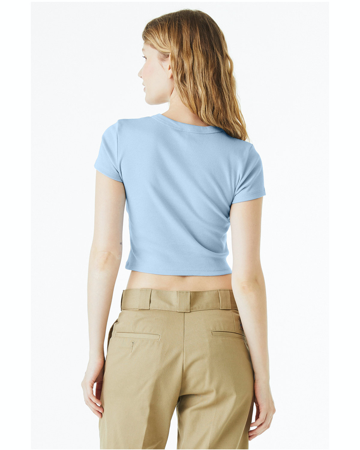 Women's Micro Ribbed Baby Tee - Solid Baby Blue Blend