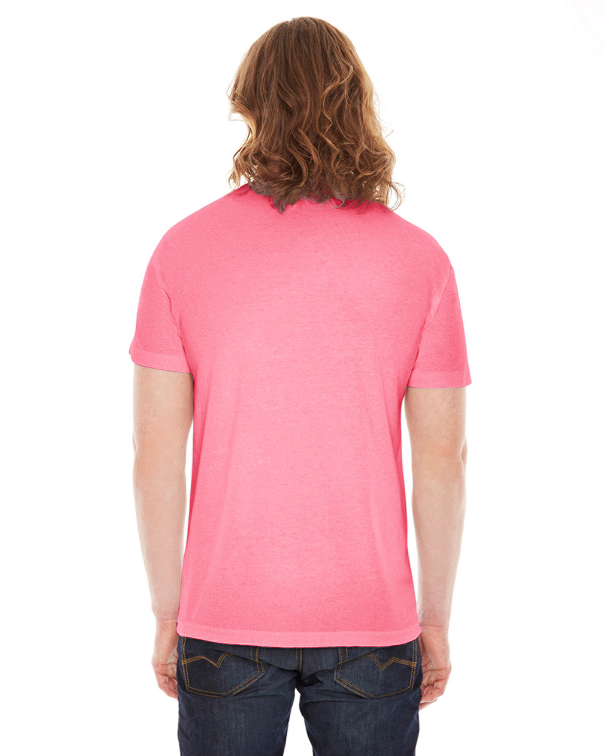 Unisex Poly-Cotton Short-Sleeve Crewneck - Neon Heather Pink