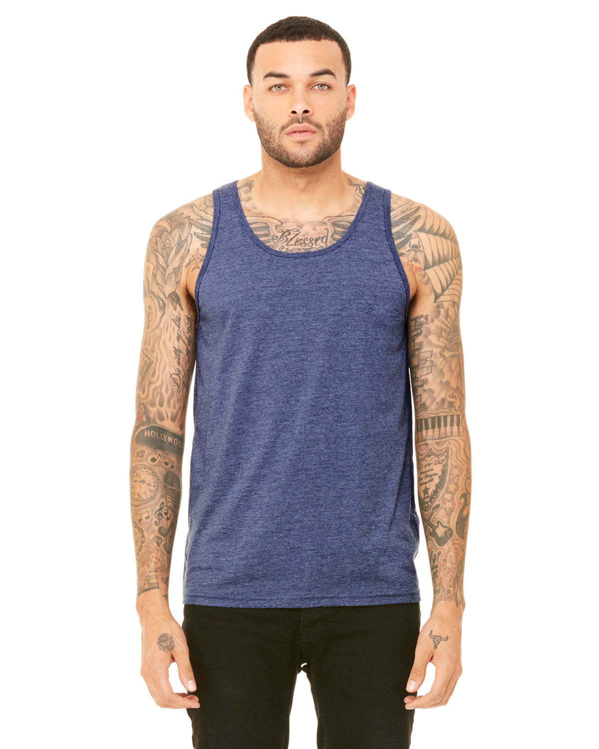 Unisex Heather CVC Tank - Heather Navy