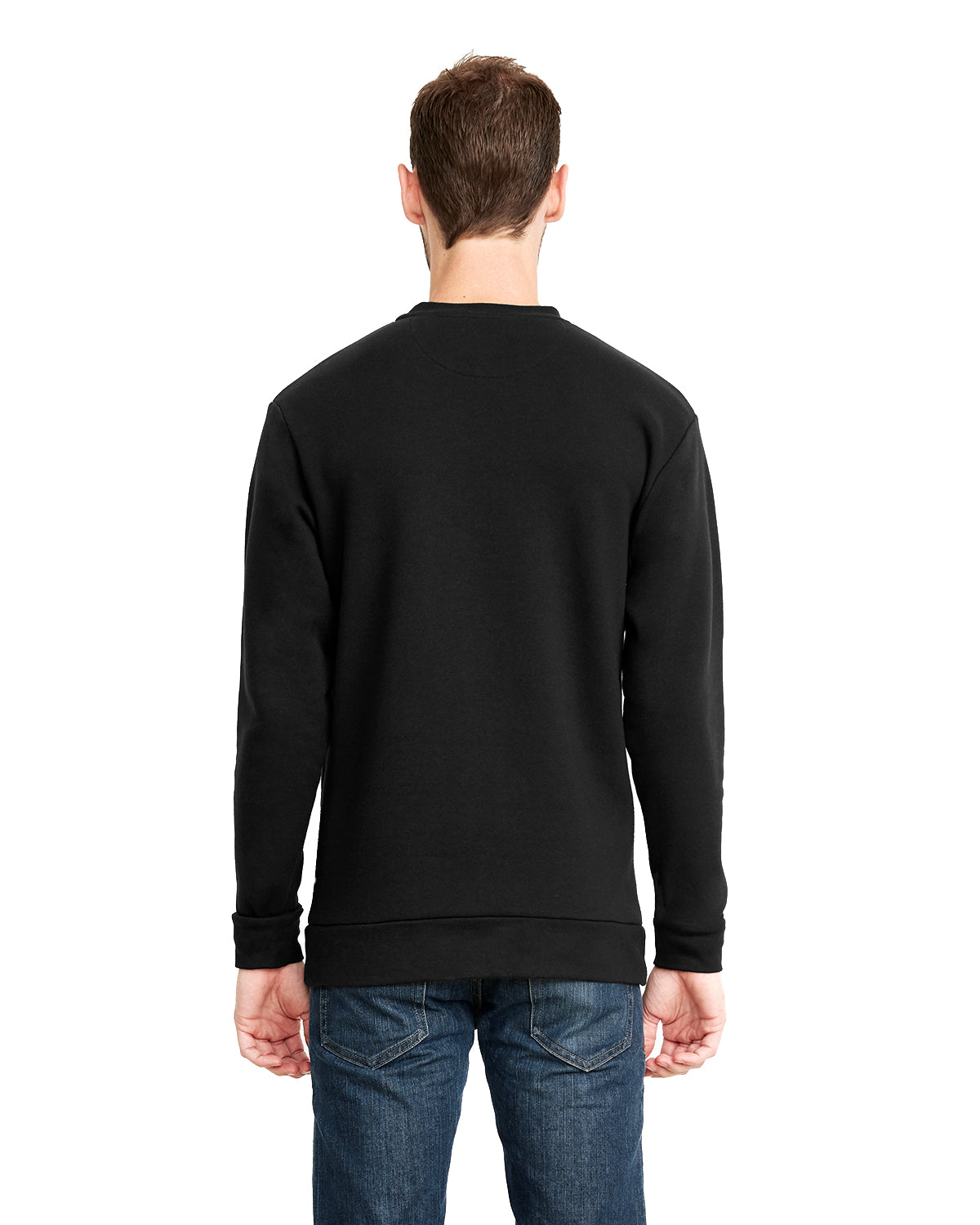 Unisex Long-Sleeve Crew with Pocket - Black