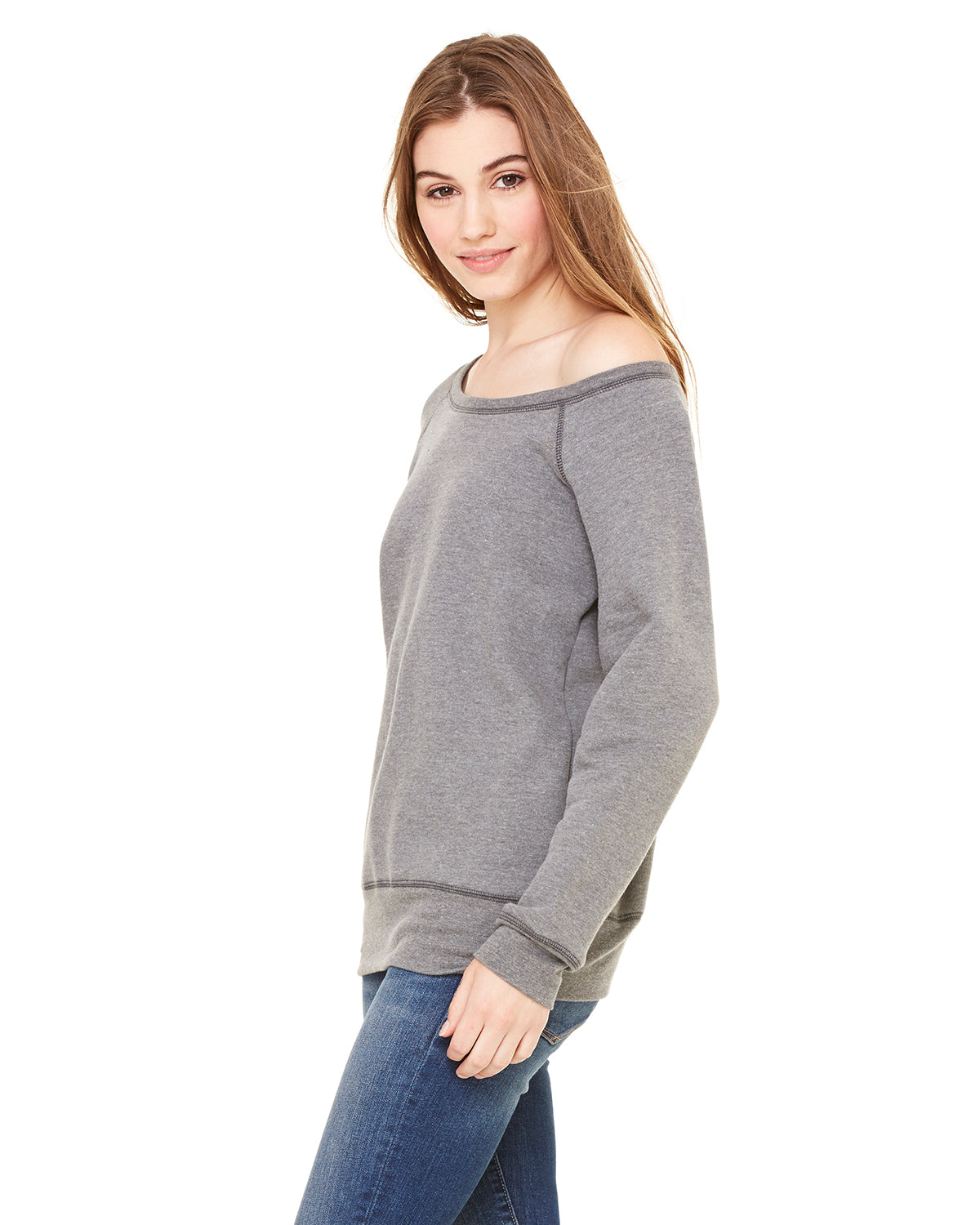 Women's Sponge Fleece Wide Neck Sweatshirt - Heather Deep