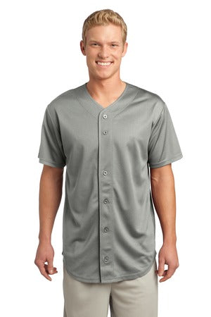 Unisex PosiCharge Tough Mesh Full-Button Jersey - Silver