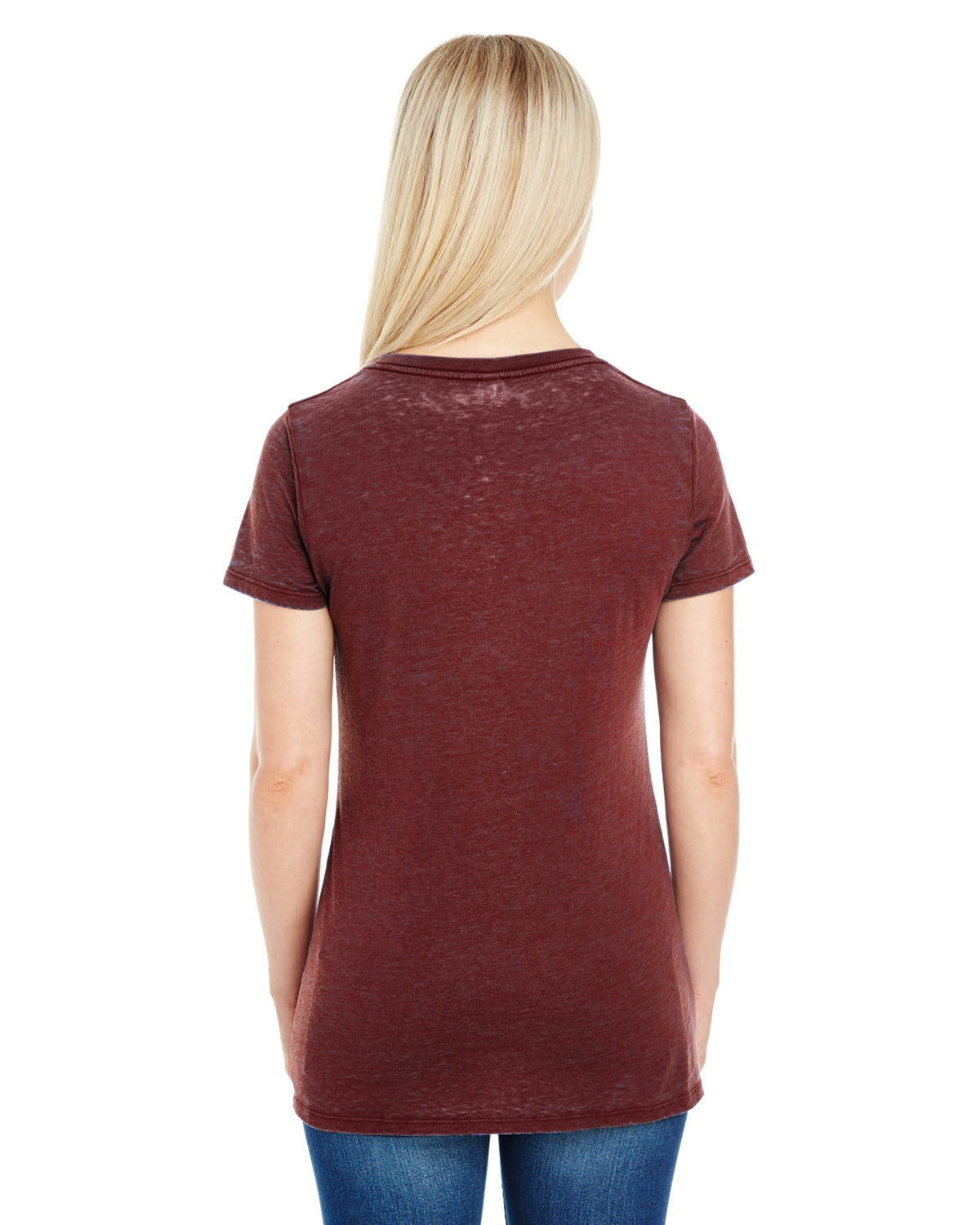 Women's Cross Dye Short-Sleeve V-Neck T-Shirt - Black Cherry