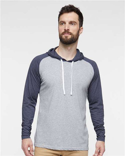 LAT 6917 Vintage Heather/ Vintage Navy/ White — on model front