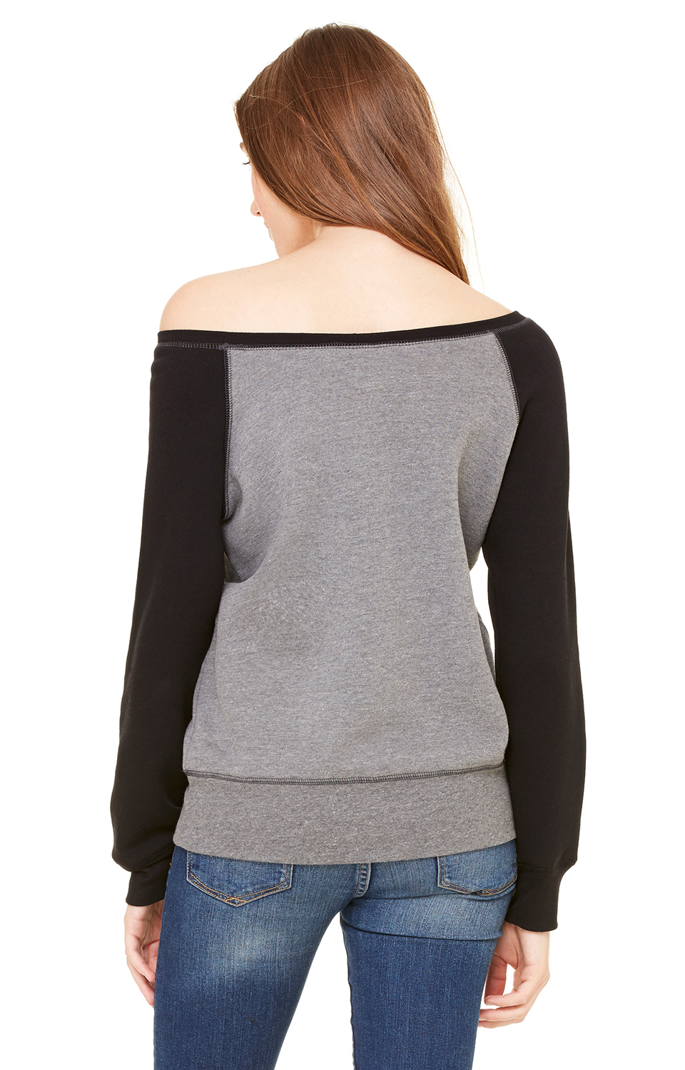 Women's Sponge Fleece Wide Neck Sweatshirt - Heather Deep / Black
